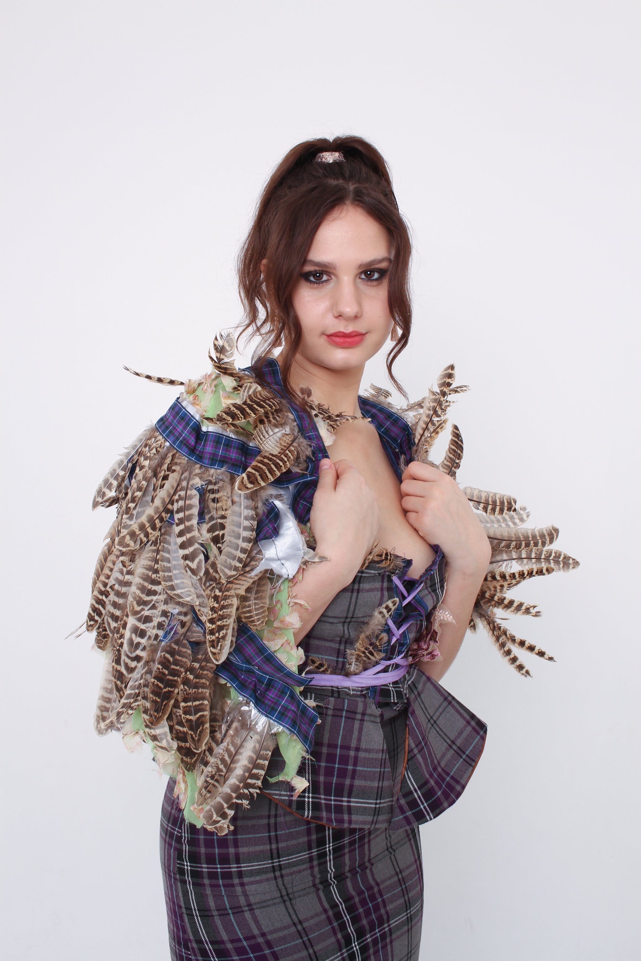 Pheasant feather shawl/cape