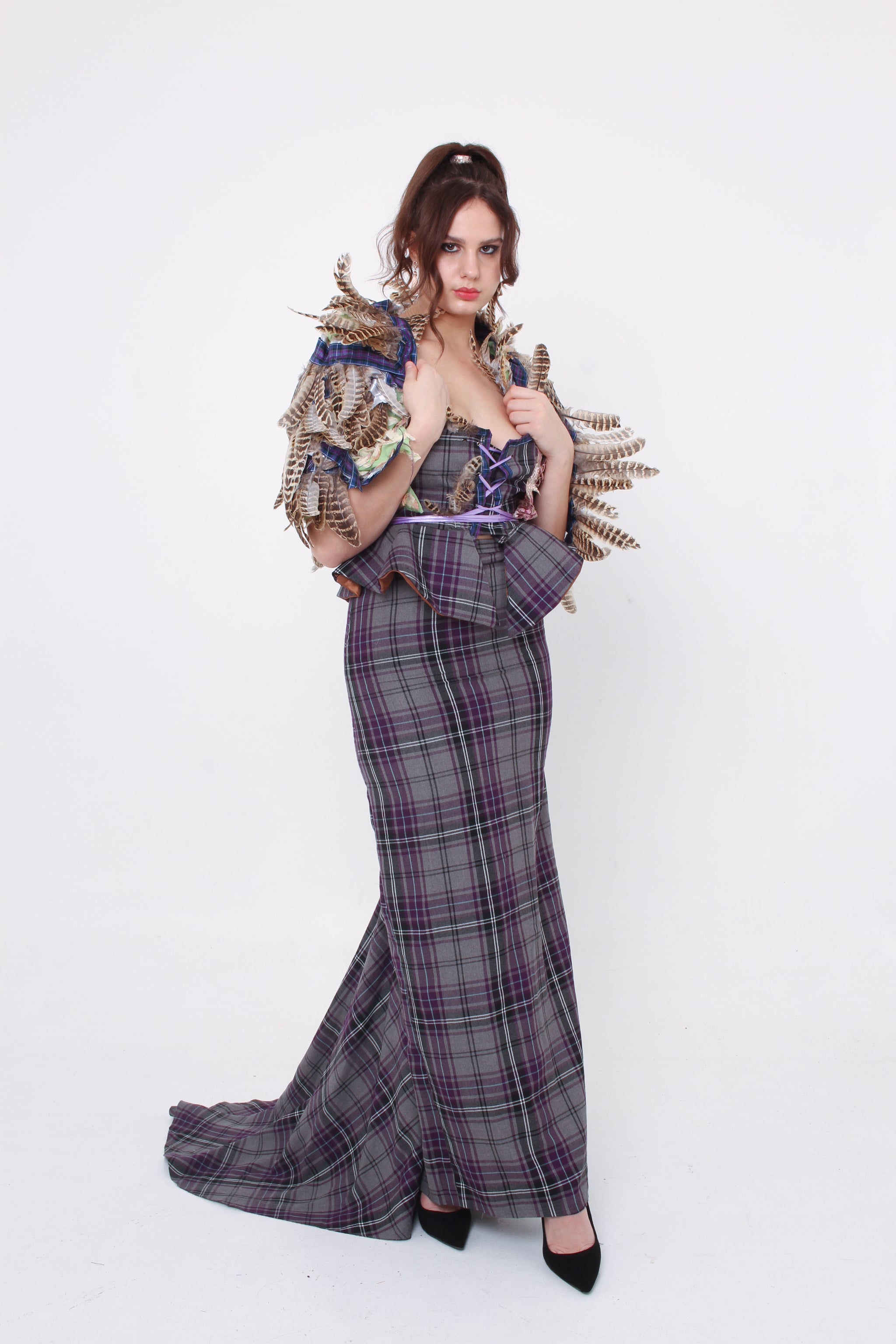 Pheasant feather shawl/cape