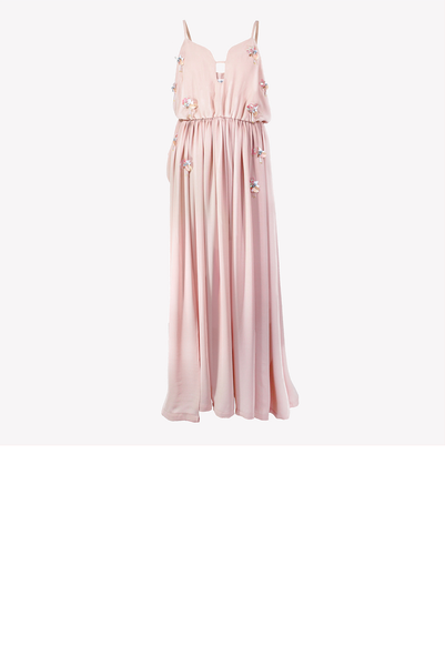 Blush pink maxi dress with modern embellishment