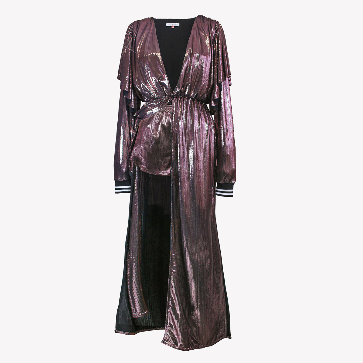 Metallic maxi top & shorts set