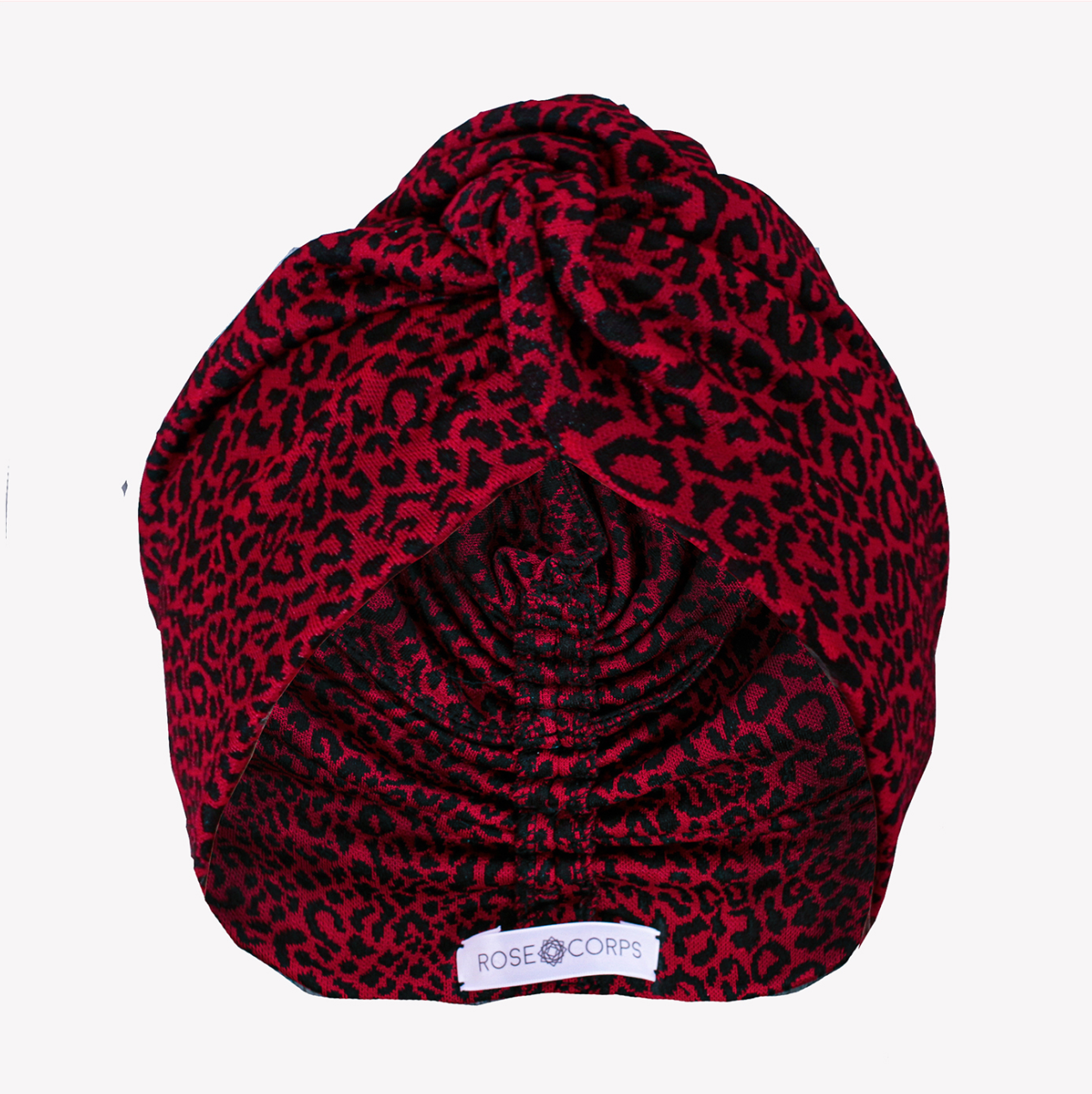Red leopard thick turban with twist