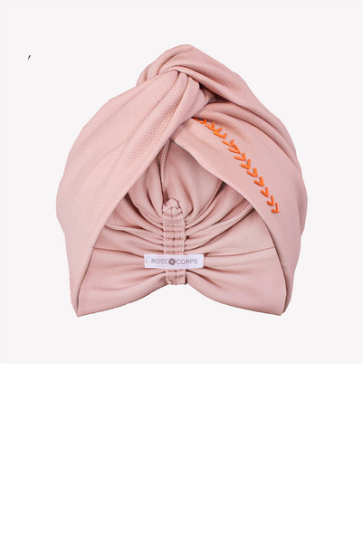 Blush & apricot turban with twist