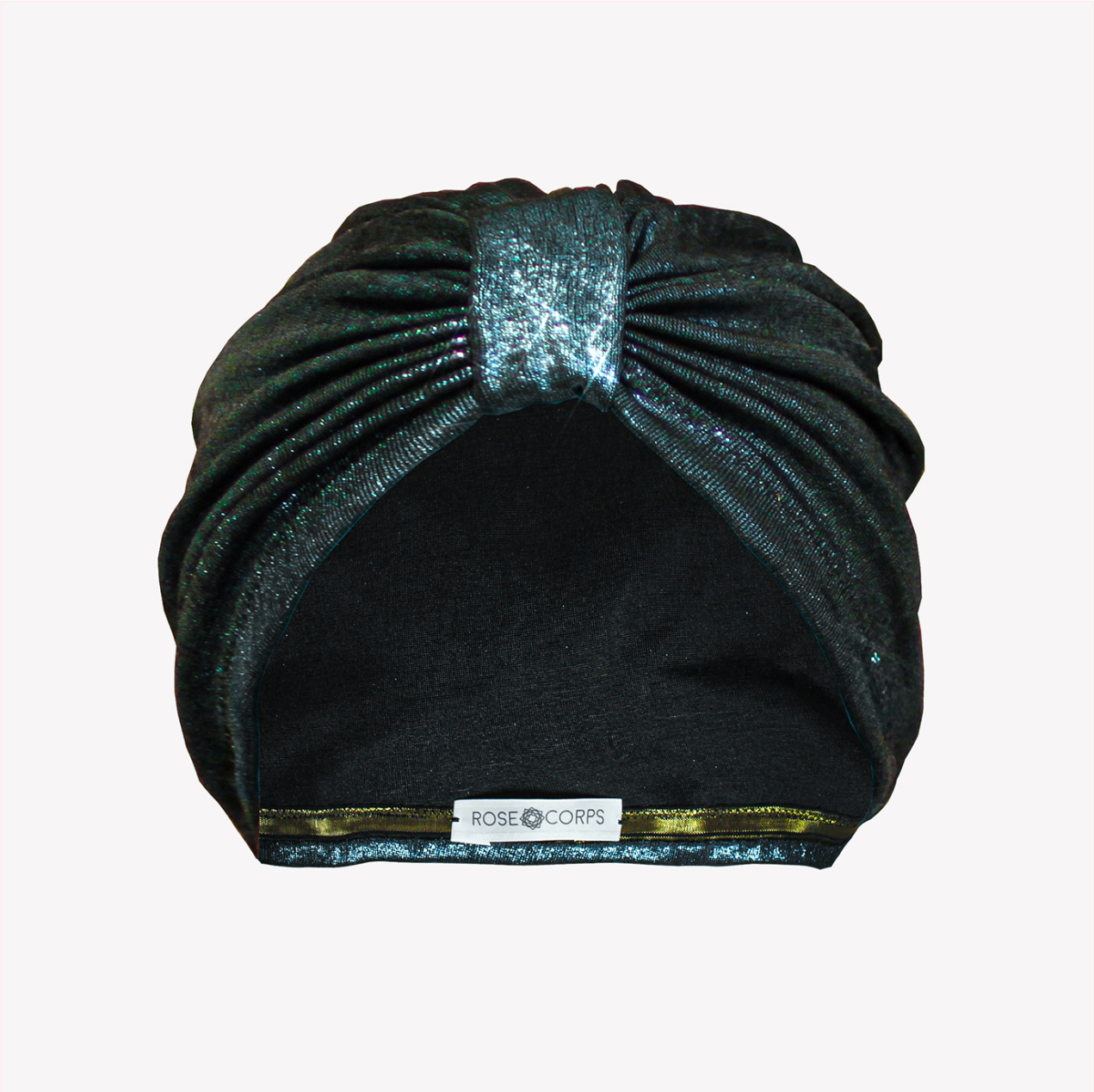 Metallic emerald turban hat