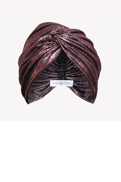 Metallic pink turban with twist
