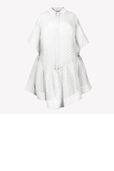 Loose Spotted Shirt Dress With Petticoat
