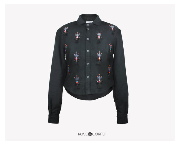 FLANNEL SHIRT WITH TASSEL EMBROIDERY