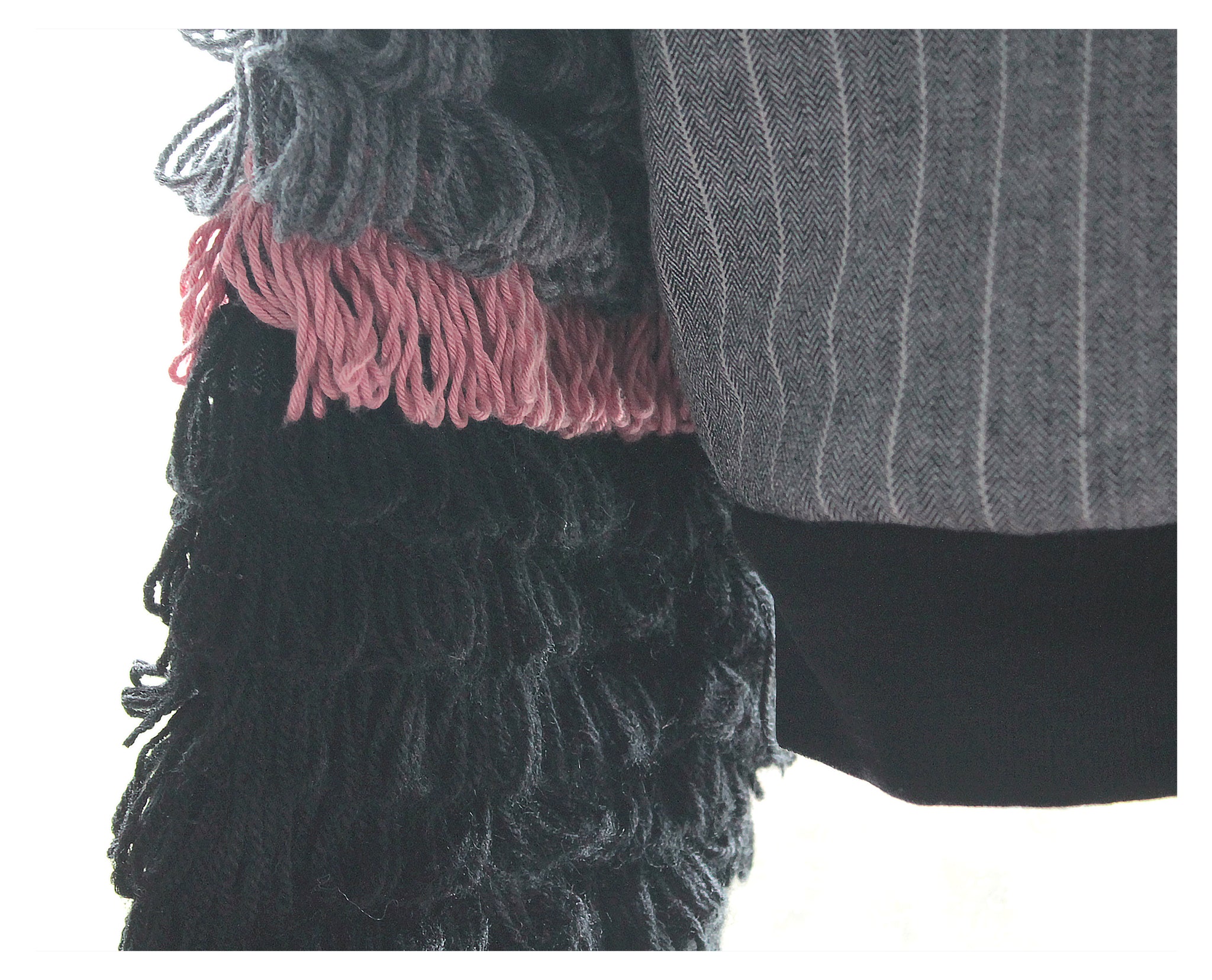 COUTURE BOMBER JACKET WITH FRINGY SLEEVES