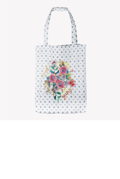 Hand painted and embroidered 'girl gang' bag