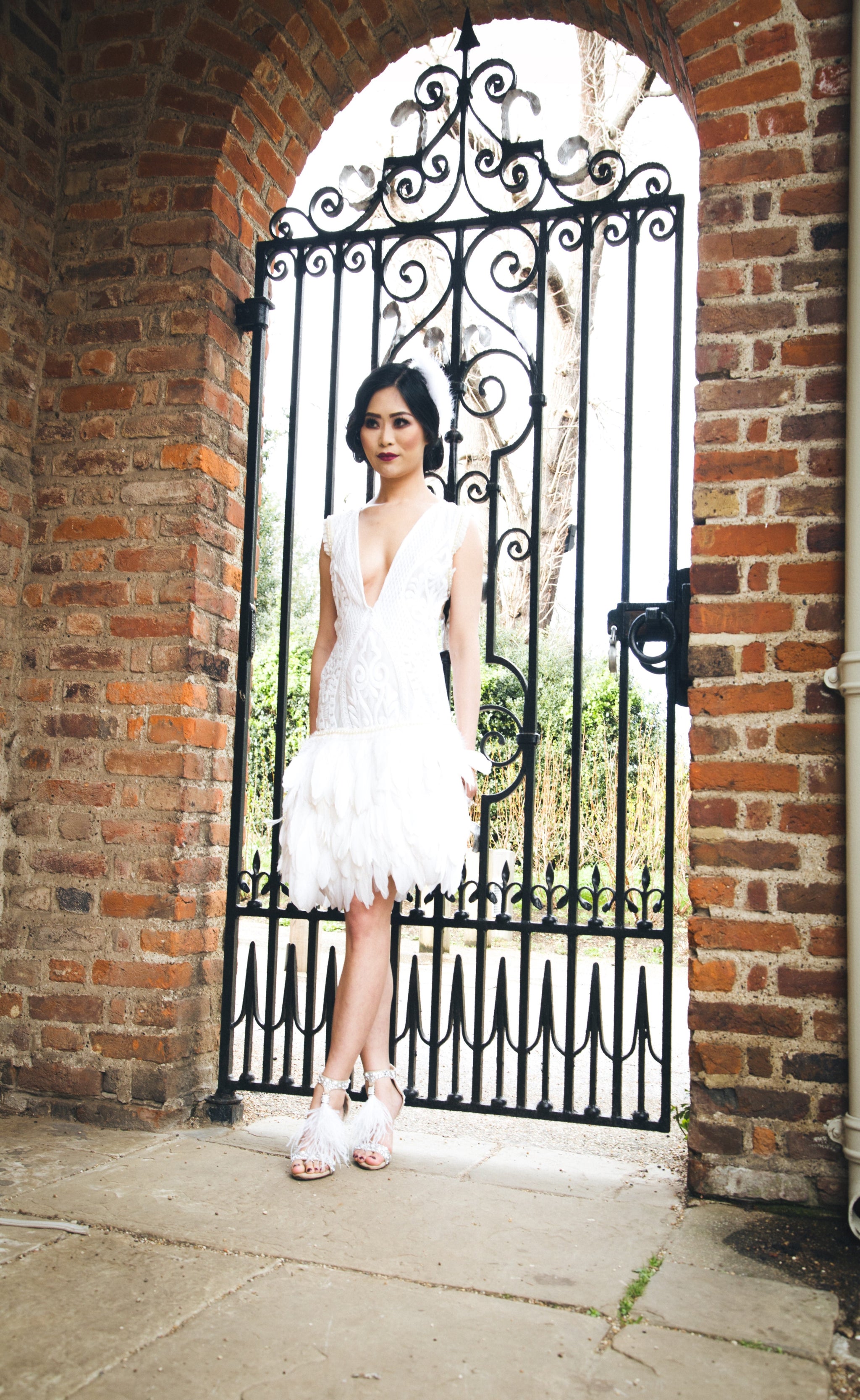 Sequin Feathered Trim Dress