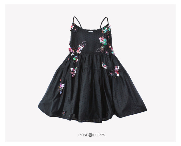 Oversized Baby Doll Dress With Couture Embellishment And Floral Embroidery