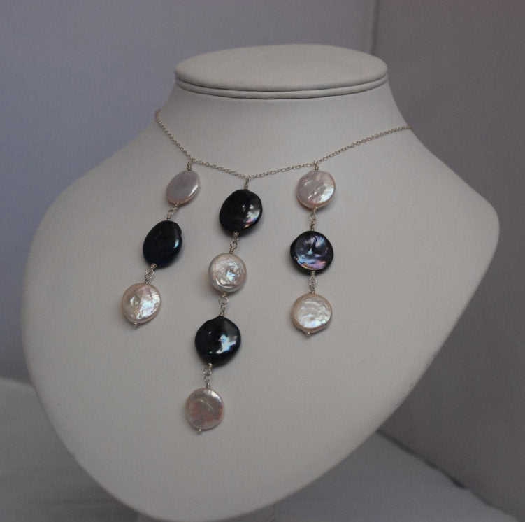 Lustre pearl coin necklace