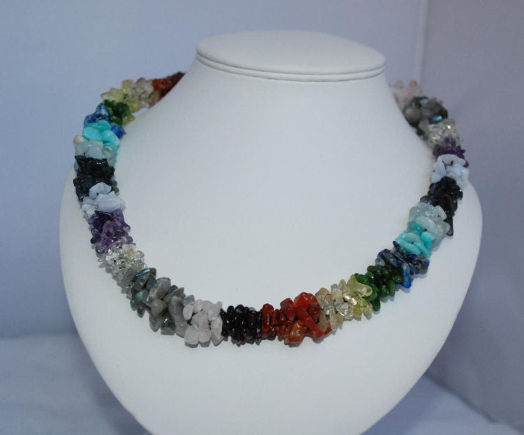 Multi-gem rainbow necklace