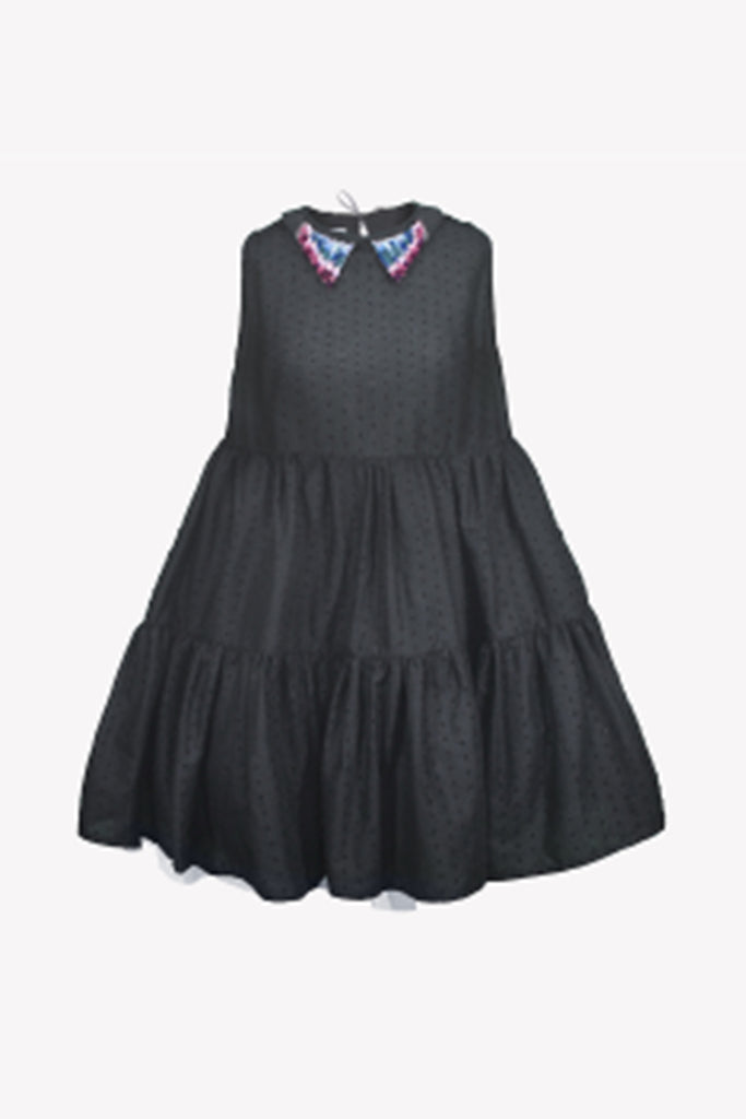 Baby doll dress with hand embroidered collar and petticoat
