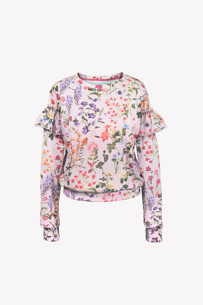 Floral jumper with ruffles on sleeves