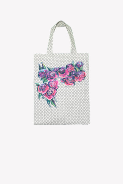 Hand painted rose tote bag