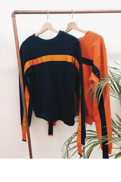 Organic Reversible Jumper, Navy & Orange