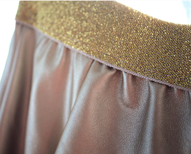 Gold faux leather mini skirt