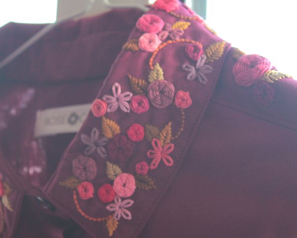 Shirt with basque & floral embroidery