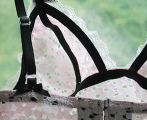 Pink & black lace bralette
