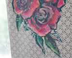 Hand painted rose tote bag