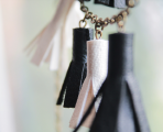 Leatherette tassels necklace in black and white
