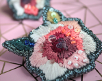 Hand embroidered rose pins