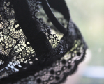 Handmade lace bralette with tassel and elastic harness