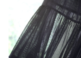 Cotton top with gold moth embroidery and tulle basquine