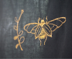 Cotton top with gold moth embroidery and tulle basquine