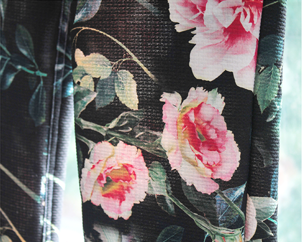 Floral straight high-waisted trousers