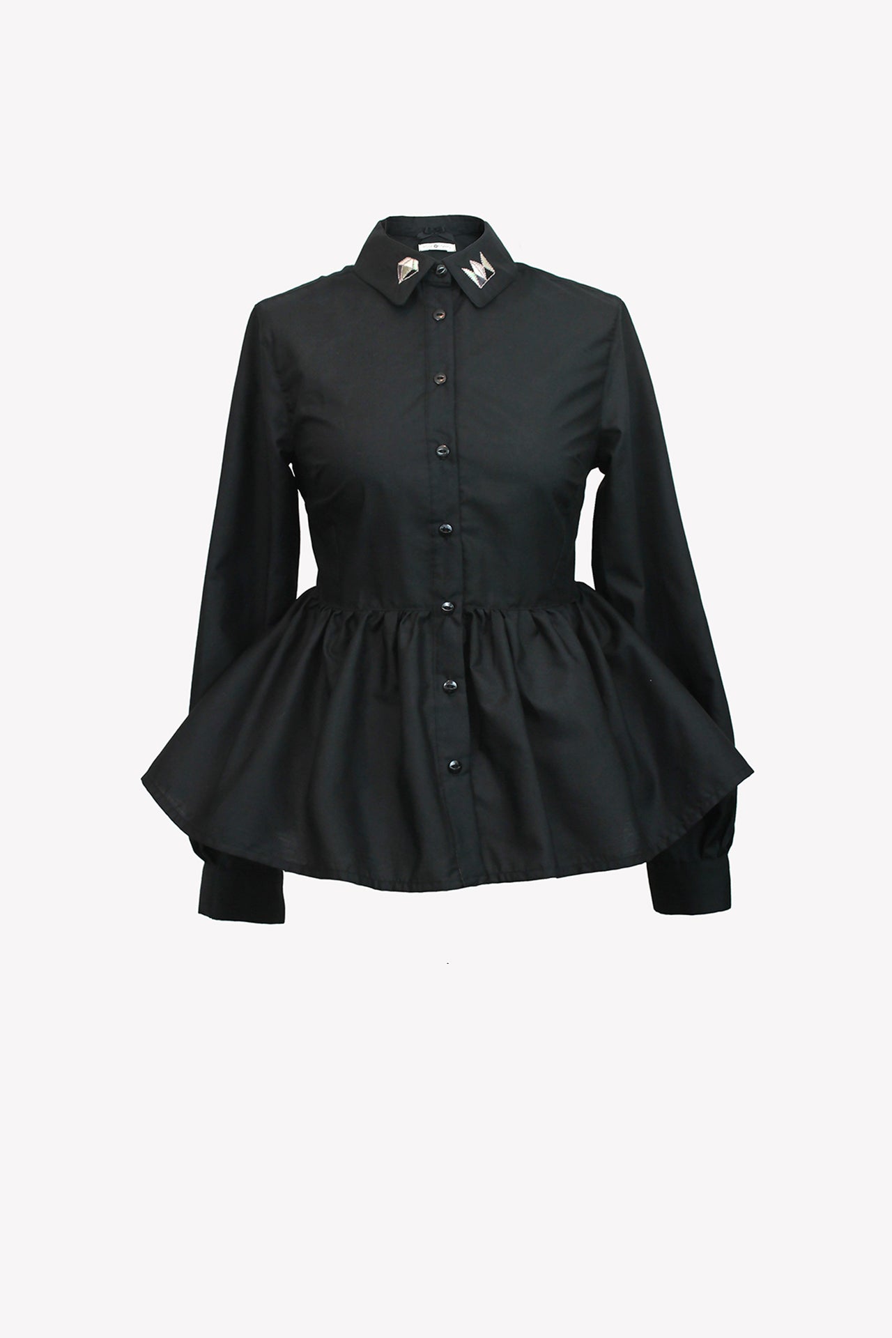Shirt with basquine & embroidered collar