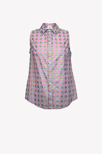Shirt with sequin bead embellishment
