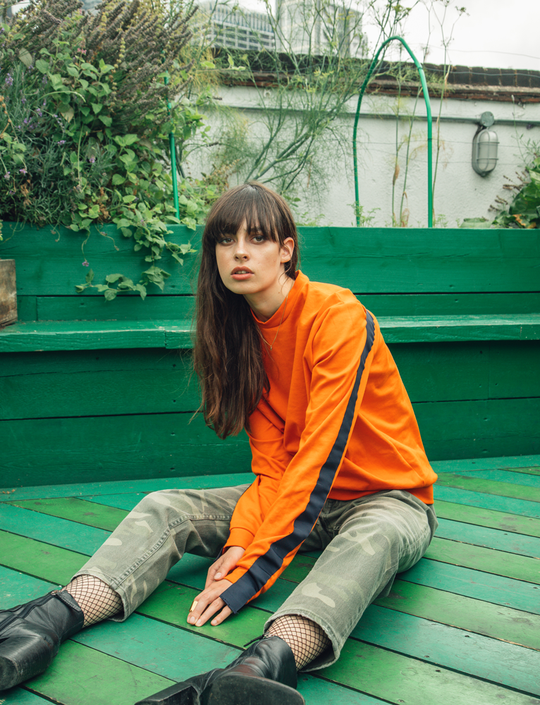 Organic Reversible Jumper, Navy & Orange